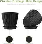 4 Inch Plant Pots, 6 Pack Indoor Flower Pots, Planters with Drainage Holes and Trays for Orchids, Violets, Succulents, Herbs, and Other Plants, Black