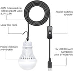 2 Pack USB LED Camping Lantern, 8.2 ft Extra Length Cord Tent Light with USB Y-Cable, Portable LED Bulb for Garage, Warehouse, Car, Truck, Fishing Boat, Room, Emergency Light, Warm