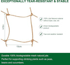 Jute Trellis Netting - Jute Netting for Garden, Heavy Duty Plant Support Netting for Climbing Plants, Cucumber, Vine, Fruits & Vegetables, Climbing Vining Plants (6.6 Ft x 9.8 Ft, 5.9 Inch Squares)