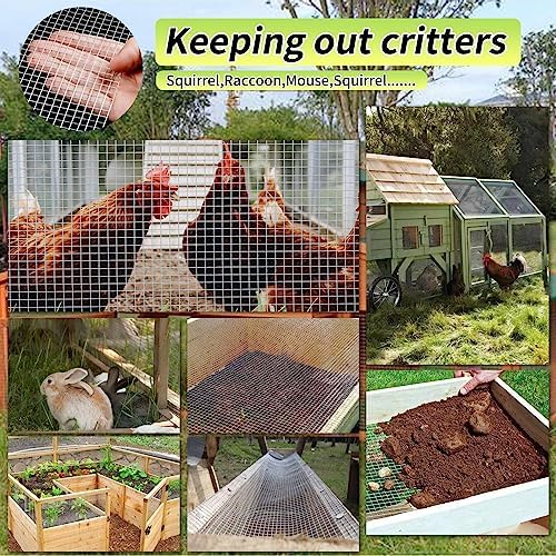 Hardware Cloth 1/4 in Galvanized Wire Mesh Roll (23 GA) Chicken Wire Fence Roll for Chicken Pen/coop Fences, Screen mesh, Rabbit/Snake Fences, Poultry enclosures, Handicraft Ma 4in×10ft
