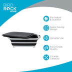 BIRDROCK HOME Collapsible XL BBQ Prep Tub w/Cutting Board, Multi-Function Grill Caddy w/Colander & Lid, Portable Silicone Dish Bowl for Picnic, Tailgate, Camping - Black | Grill Caddy Food Marinating Container with Lid and Meat Cutting Board - Portable