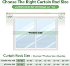Time Forest Curtain Rods for Windows 28 to 48, 1 Inch Adjustable Gold Heavy Duty Long Window Curtain Rod for Bedoom Living Room, Modern Drapery Rods with Simple End Caps, Size 32"-60"