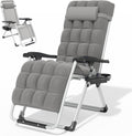 Magshion Zero Gravity Reclining Patio Camping Lounge Chair, Grey | w/Removable Cushion, Side Tray & Cup Holder, Adjustable Folding Anti Gravity Recliner for Indoor and Outdoor
