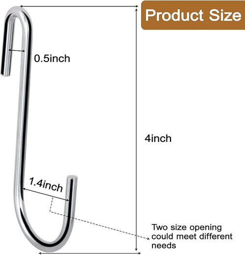 30 Pack Heavy Duty S Hooks Pan Pot Holder Rack Hooks Hanging Hangers S Shaped Hooks for Kitchenware Pots Utensils Clothes Bags Towels Plants -4 Inch