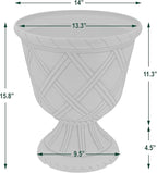Arcadia Garden Products PL61GD Lattice Plastic Garden Urn, Classic Decorative Garden Pot Planter for Indoor and Outdoor Plants, Gold