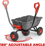 xtremepowerus 2-in-1 convertible garden cart & dump wagon, front angle view