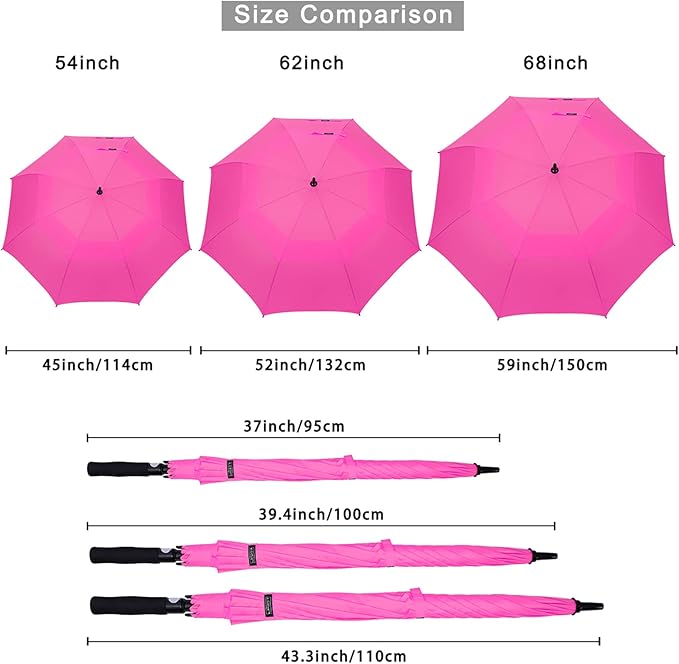 G4Free 47/54/62/68/72 Inch Automatic Open Golf Umbrella Oversize Extra Large Double Canopy Vented Windproof Waterproof Stick Umbrellas