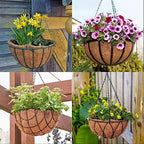 LCHUANG Coco Liners for Planters - 4 Pack 12 Inch Round Hanging Basket Liners, 100% Natural Coconut Fiber Replacement Liners for Hanging Baskets Planters Flowers, Plants, Vegetables (12'' Pack of 4)