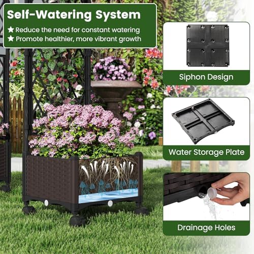 happygrill 2 64" raised garden bed with trellis, close-up detail