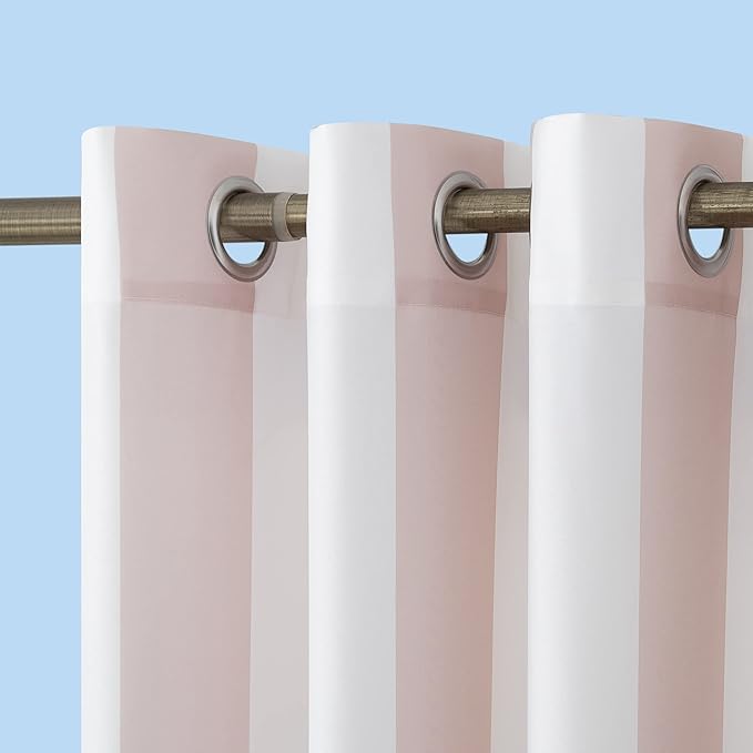 Sun Zero Valencia Cabana Stripe Indoor/Outdoor UV Protectant Energy Efficient Grommet Curtain Panel