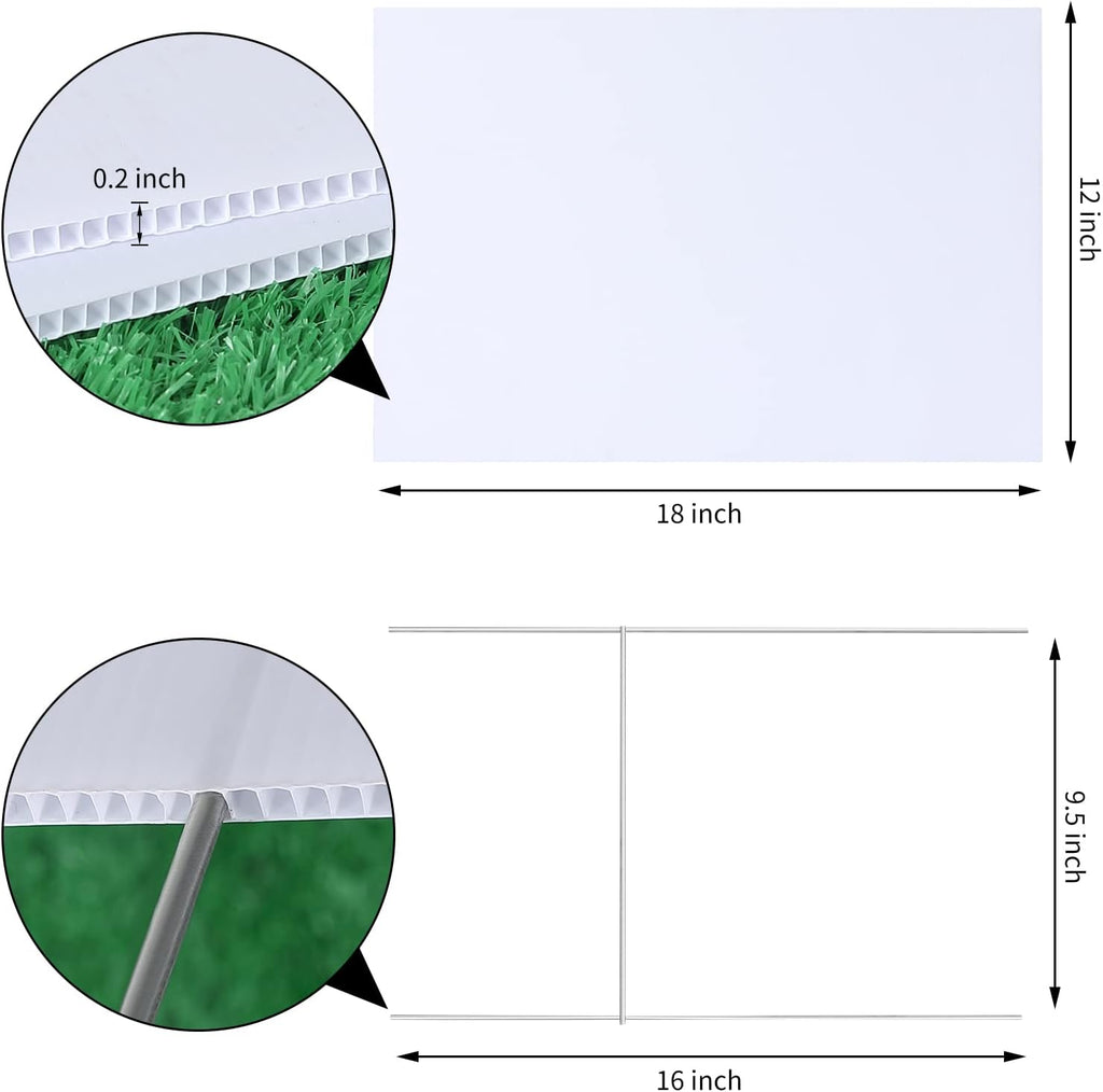 18 x 12 inches blank yard signs shown in use