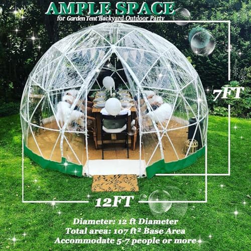 garden dome 12ft clear tent outdoor for garden showing dimensions