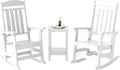 Outdoor Rocking Chair Set of 3, Oversized Rocking Chair Outdoor | HDPE All Weather Resistant High Back Patio Rocker for Porch, Patio, Garden,350 lbs Capacity, White