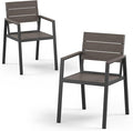 Outdoor Dining Chairs Set of 2, HDPS + Aluminum Patio Dining Chairs with Ergonomic Design and Wide Seat, 2 Piece Outdoor Chairs for Garden, Backyard, Deck (Charcoal)