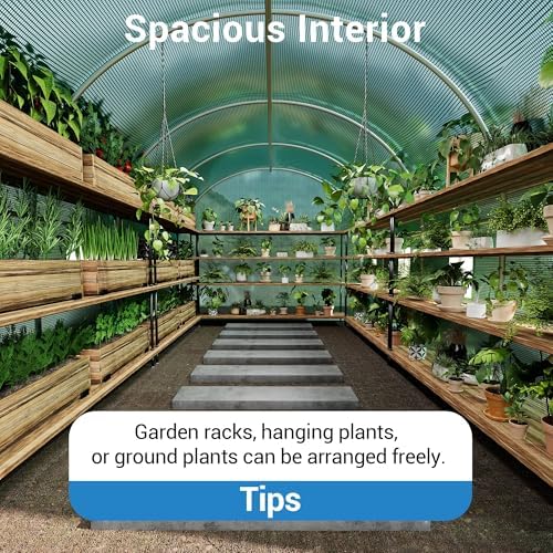 15×7×7ft walk-in tunnel greenhouse, close-up detail