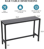 Outdoor Bar Table, Patio Console Pub Height Tables with Powder Coated Steel Frame, Weather Resistant Waterproof Top for Hot Tub, Balcony, Garden, Yard, Poolside (Black, 55" Bar Table)
