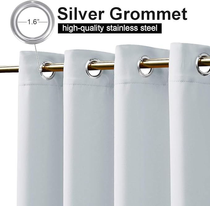 NICETOWN Outdoor Curtain Waterproof & Windproof, Energy Smart Thermal Insulated Grommets Room Darkening Deck Outdoor Curtain/Drape, Windproof for Winter Cold (1 Panel, W52 x L95, Greyish White)