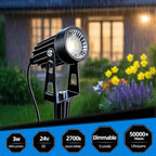All-in-One Low Voltage Landscape Lighting, Dusk to Dawn Transformer Timer, Waterproof Spotlights, Dimmable LED Outdoor Landscaping Lights Kit for Yard Backyard Tree House 24V (6 pack warm white)