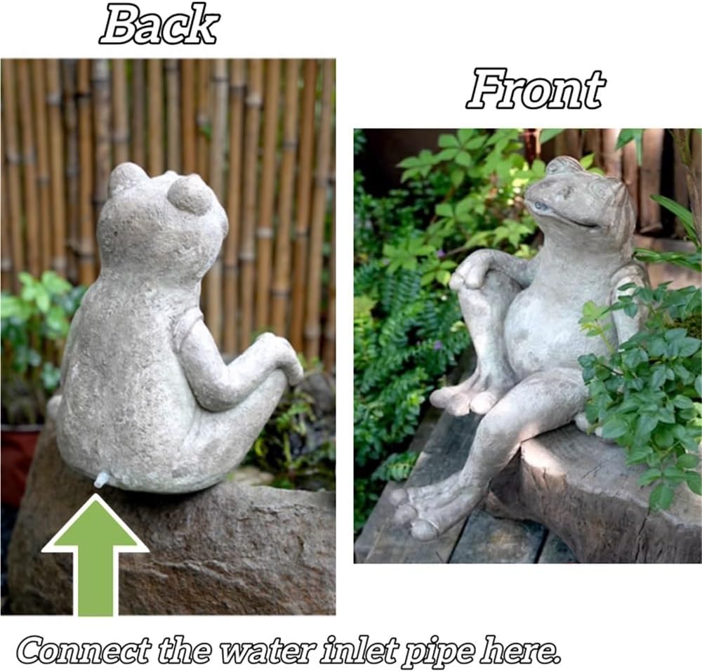 Whimsical Animal Pond Spitter, Outdoor Water Fountain with Pump and Hose, Antique Style Garden Water Fountain for Patio, Yard, Pond and Indoor Decor(Large)