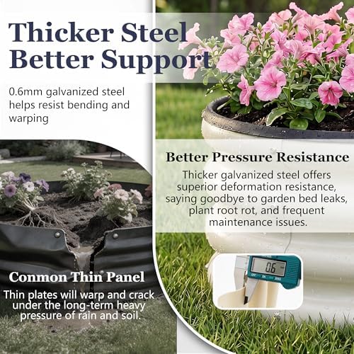 round galvanized raised garden bed kit, 3 pcs, front angle view
