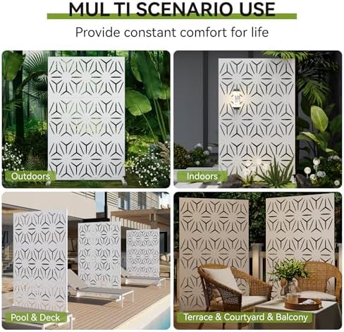 qinptwut 72" metal privacy screen, outdoor freestanding privacy, package contents
