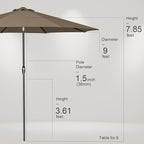 Tempera Patio Market Outdoor Table Umbrella with Auto Tilt and Crank, Large Sun Umbrella with Sturdy Pole & Fade Resistant Canopy, Easy to Set