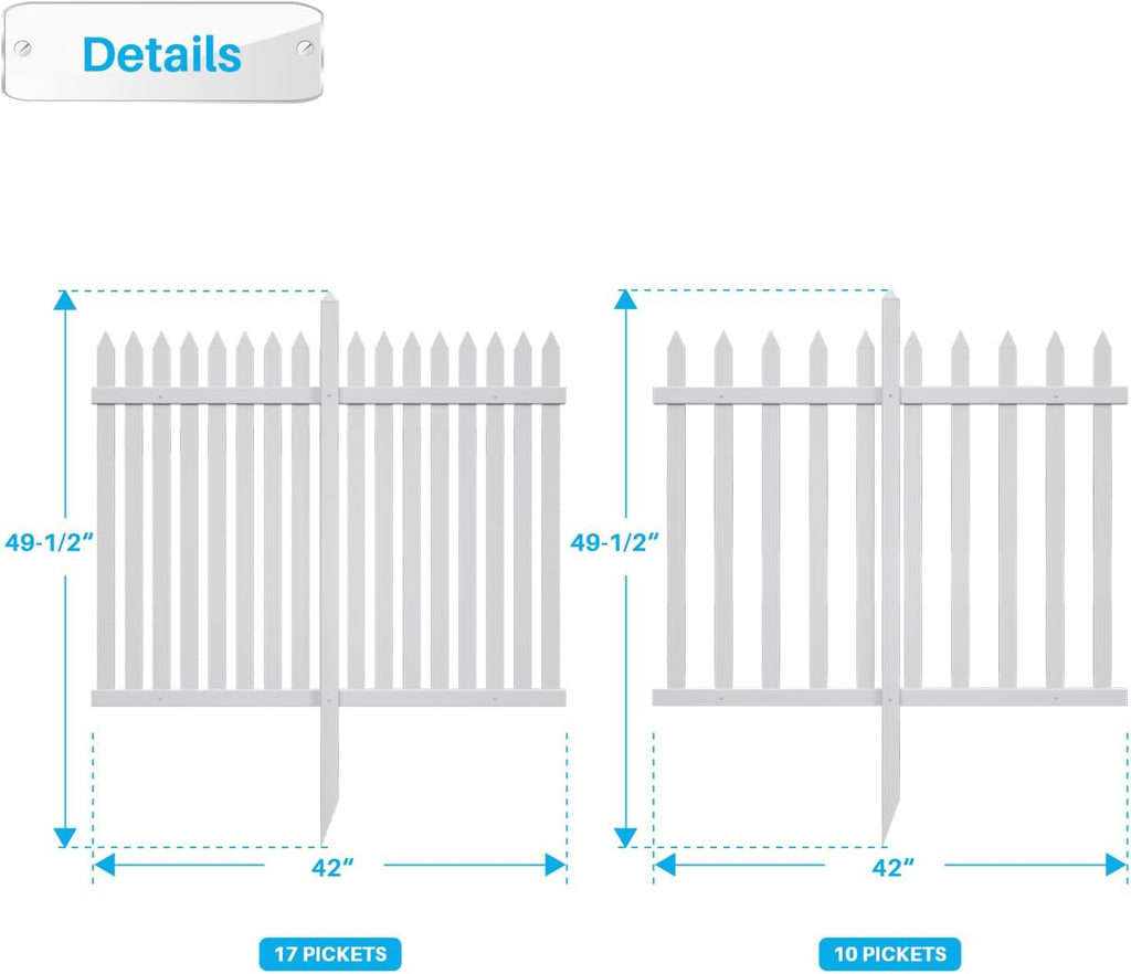 patio outdoor fence 36" hx84 l (1set) white showing dimensions