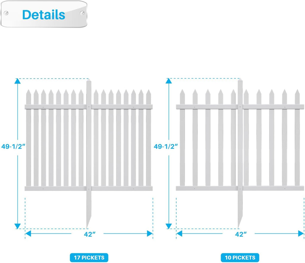patio outdoor fence 36" hx84 l (1set) white showing dimensions