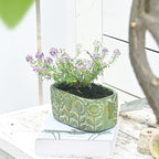 8 inch Green Pots Planters Indoor Plants Succulent Pots Rectangle Window Box Cactus Plant Containers for Home Decor(No Drainage)