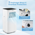 costway portable air conditioner, 9000 btu portable ac showing dimensions