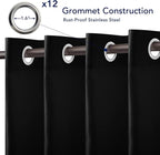 PureFit Outdoor Curtains for Patio Waterproof Weatherproof, UV Resistant Outside Curtains for Gazebo, Front Porch, Pergola, Sun Blocking Privacy Curtain, 100W x 84L inch, 1 Panel, Black
