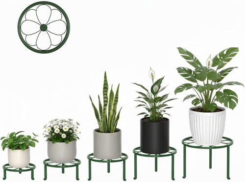 5 Pack Plant Stand for Flower Pot Heavy Duty Potted Holder Home,Round Plant Holder for Flower Pot, Metal Rustproof Iron Garden Container Supports Rack for Planter