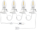 Christmas Village Lights with 4 LED Bulb C7 Accessory White Cord Clip Light | E12 Base Warm White Bulbs for Christmas Village Houses, Halloween Holiday Decoration with On/Off Switch Plugs Spare Fuse