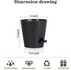 5 Pack 5 inch Self-Watering Pots, African Violets Planter with Drainage Holes and Reservoir, Black Plastic Planter for Indoor Outdoor Plants Flowers and Houseplants Black, 5 inch 5 pcs