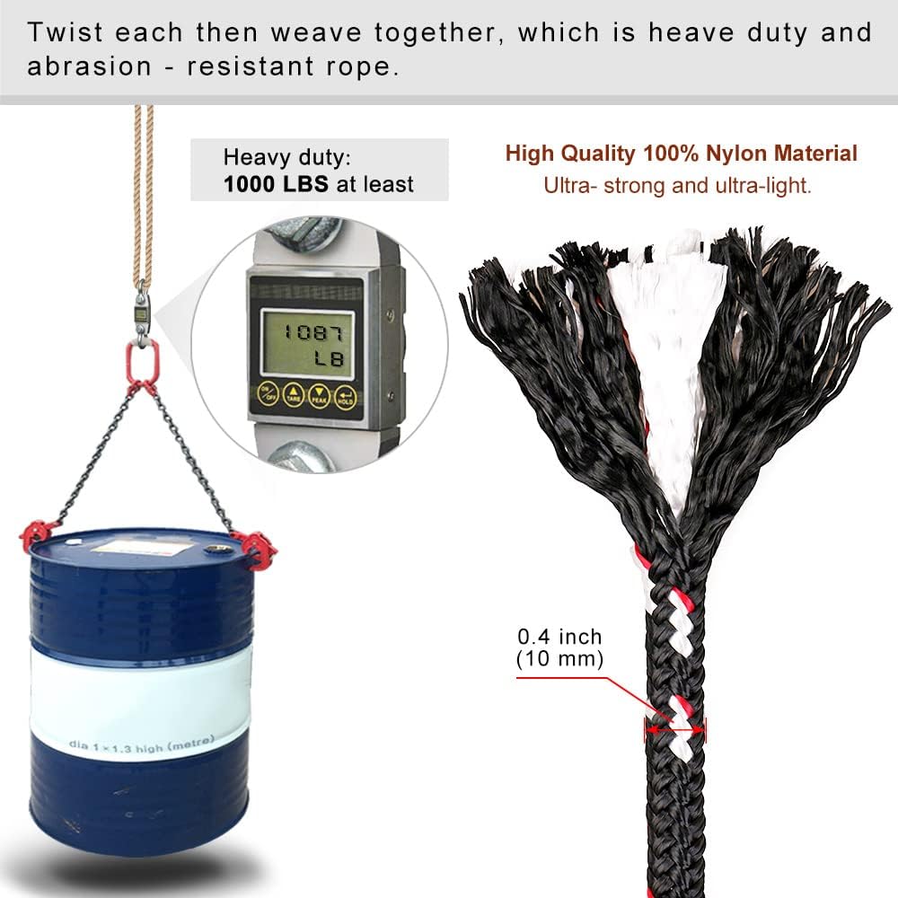 2 Pack 5ft (60") Tree Swing Rope Hammock Tree Swing Hanging Strap | 2500LBs Capacity Adjustable Hammock Rope with Carabiners Tree Extender Rope for Swing chair, Hanging Chair, Tree Swing Seat