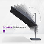 PURPLE LEAF Patio Umbrella 9' X 11.5' Rectangle Cantilever Umbrella Large Aluminum Outdoor Umbrellas with 360-degree Rotation & UPF40+ Premium Fabric for Deck Pool Garden Yard, Mist Grey