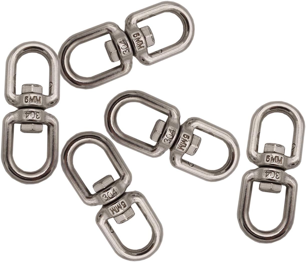 D-Worthy Pack of 5 Stainless Steel Hanging Basket Spinners Swivel Hook for Hanging Plants Pot Wind Chimes Bird Feeder (2-3/4)