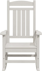KINGYES HDPE Rocking Chairs Outdoor, Patio Rocking Chairs with 330lbs Support, Smooth Porch Rocker for Deck Lawn Yard, White