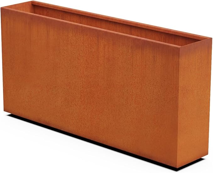 Plantercraft Large Rectangular Planters for Outdoor Plants Corten Steel Planter Box 60x12x30 Inch | Extra Large Metal Planter for Patio, Deck & Landscape Definition