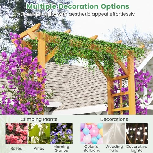happygrill 7 ft wooden garden arch for climbing, side view
