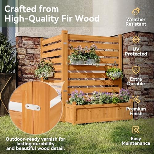aoxun air conditioner fence, 2-panel wood privacy screen, close-up detail