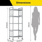 GIOTORENT 5-Wire Standing Storage Shelf, Metal Shelving Unit Pantry Rack for Laundry Kitchen Bathroom Organizer(Silver)