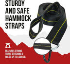 Hammock Straps - Set of 2 Hammock Tree Straps with Heavy Duty Carabiner Clips - 2 Inch X 8 Foot Long Straps for Hammock Camping, 4,000 lb Webbing - Made in USA Black