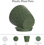 6 inch Plant Pots, 5Pack Water Ripple Flower Pots for Indoor Outdoor Plants, Plastic Planters with Drainage Holes and Saucers, Nursery Pots for Small Succulent Garden House Plants, Multicolor