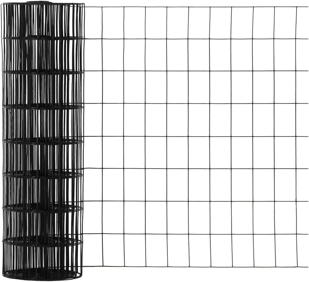 Fencer Wire Vinyl Coated 16 Gauge Welded Fence Wire Roll, Mesh Size 2-Inch x 3-Inch, Black Metal Garden Fencing Wire Grid Hardware Cloth, Multiple Use for Home Improvement