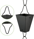 te deum square link rain chain, 8.5 feet, front angle view