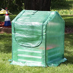 sunnydaze steel raised garden bed with mini greenhouse showing dimensions