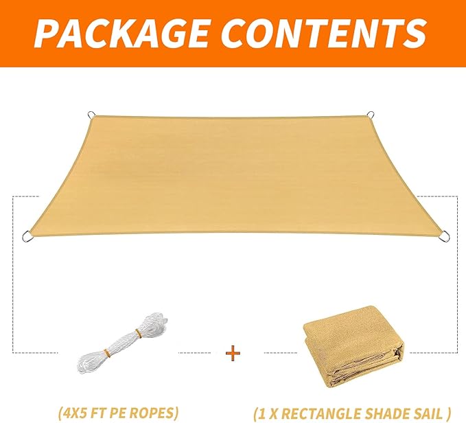 8'x12' Sun Shade Sail Curved Commercial Outdoor Shade Cover Dark Grey Rectangle Heavy Duty Permeable 185GSM UV Block Sunshade for Backyard Yard Deck Patio Garden Outdoor Activities and Facility