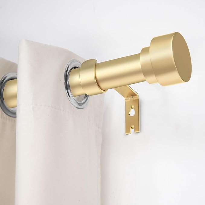 Time Forest Gold Curtain Rods for Windows 32 to 120 Inch (2.6-10 Feet), 1 Inch Diameter Adjustable Heavy Duty Extra Long Curtain Rod, Modern Style Indoor Outdoor Window Drapery Rods with End Caps