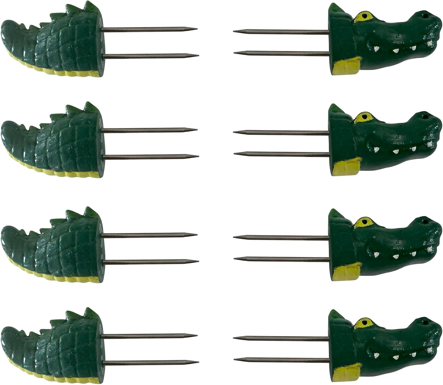 Outset Corn Holders, Crocodile Style Set of 4 Pairs, Croc Corn Handles | Keep Your Hands Clean While Eating | Fun Alligator Corn Skewers | Long Lasting Corn On The Cob Holders | Crocodile Décor